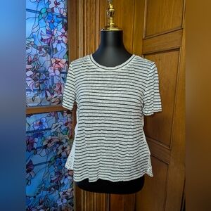 Joie Navy and White Striped Short Sleeve Top